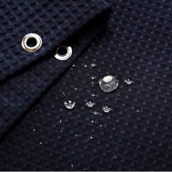 Luxury Home | Navy Blue Waffle Weave Fabric Hotel Series Shower Curtain - Picture 4 of 6